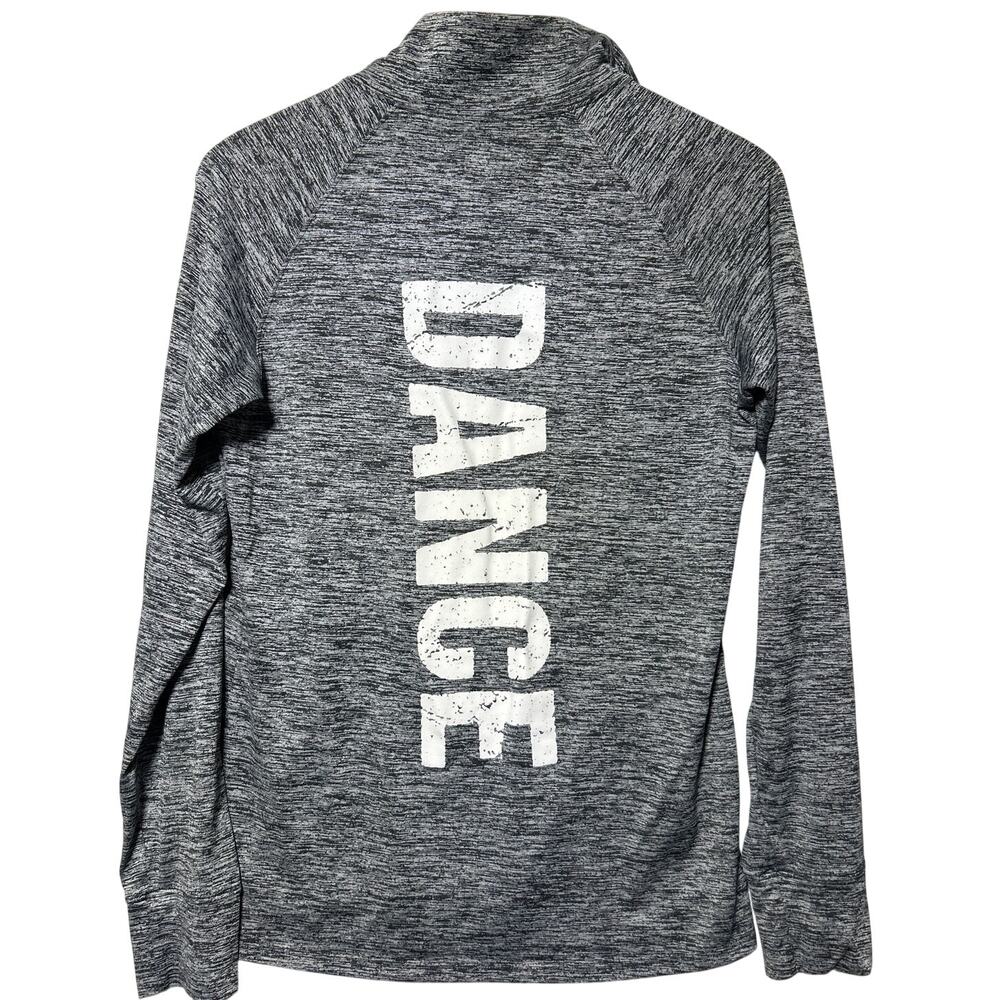 Under Armour 1/4 Zip Small Heather Gray DANCE Spell out Heat Gear Long Sleeve